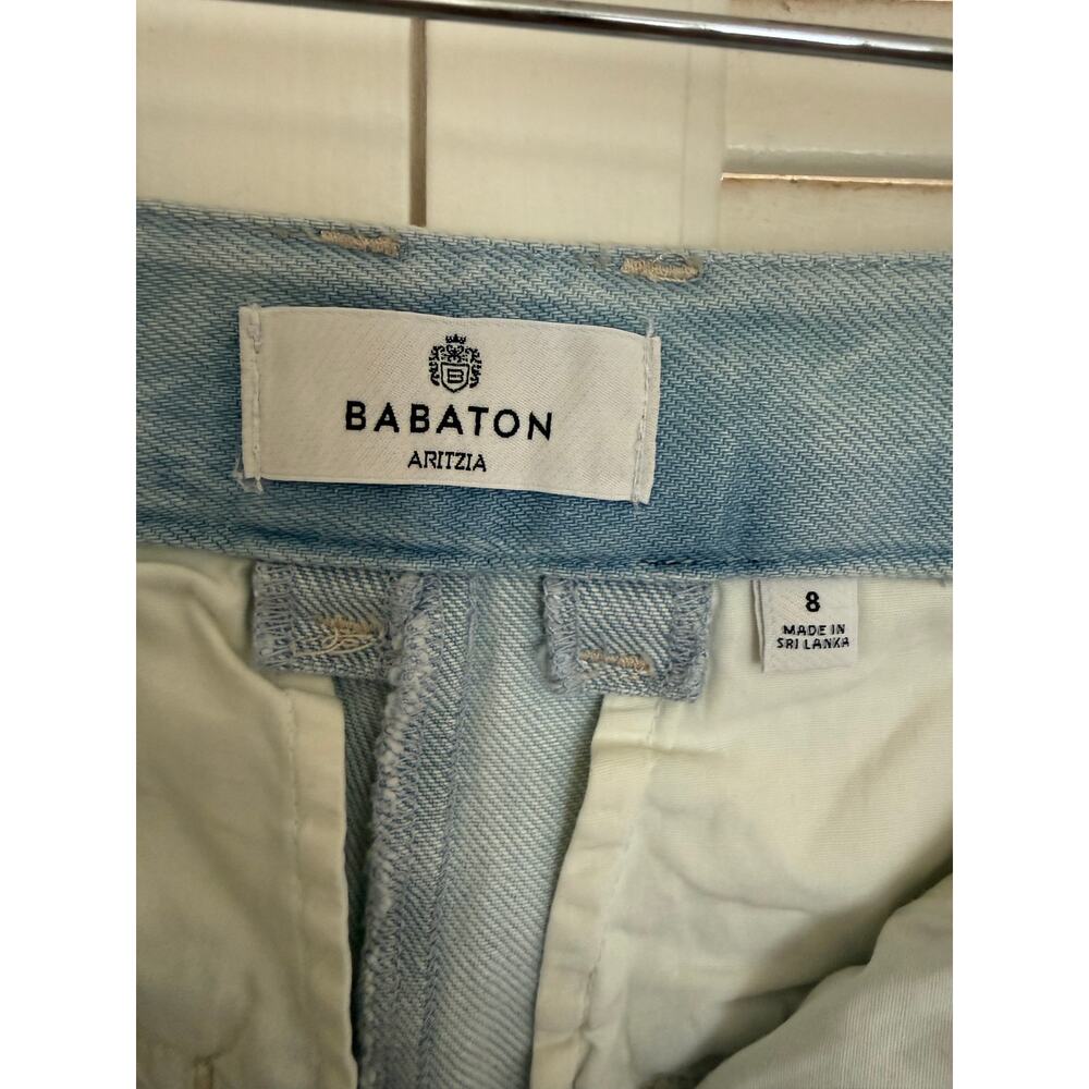 Babaton Artizia Blue Formula Wide Leg Jeans Size 8 Pleated Y2K Modern Minimal - Picture 7 of 9